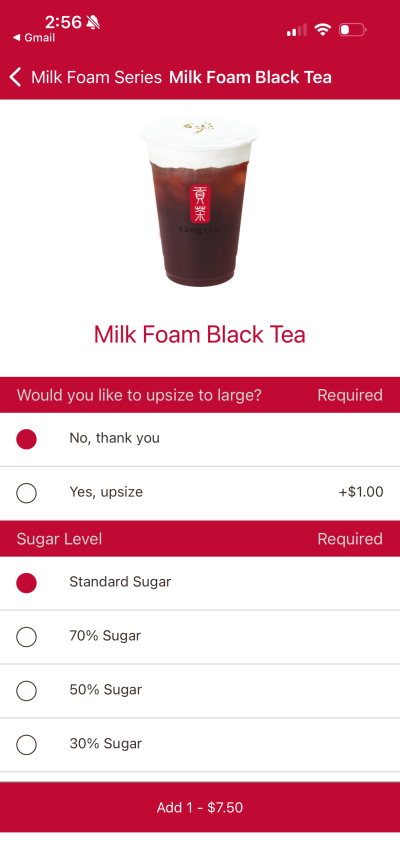 Gong Cha iOS App Screenshot