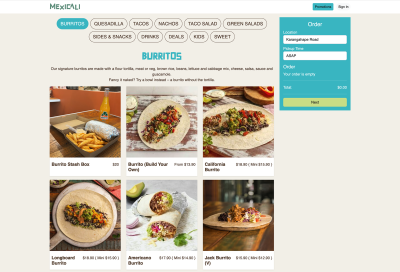 Screenshot of Online Ordering